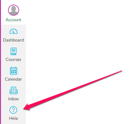 Location of Help link from within Canvas 