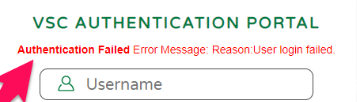 Screenshot of the error message
