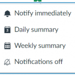 Screenshot showing Canvas notification options